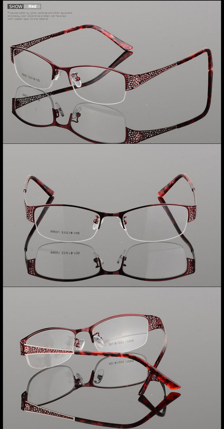 Reven Jate Women's Semi Rim Rectangle Alloy Eyeglasses 99001 Semi Rim Reven Jate