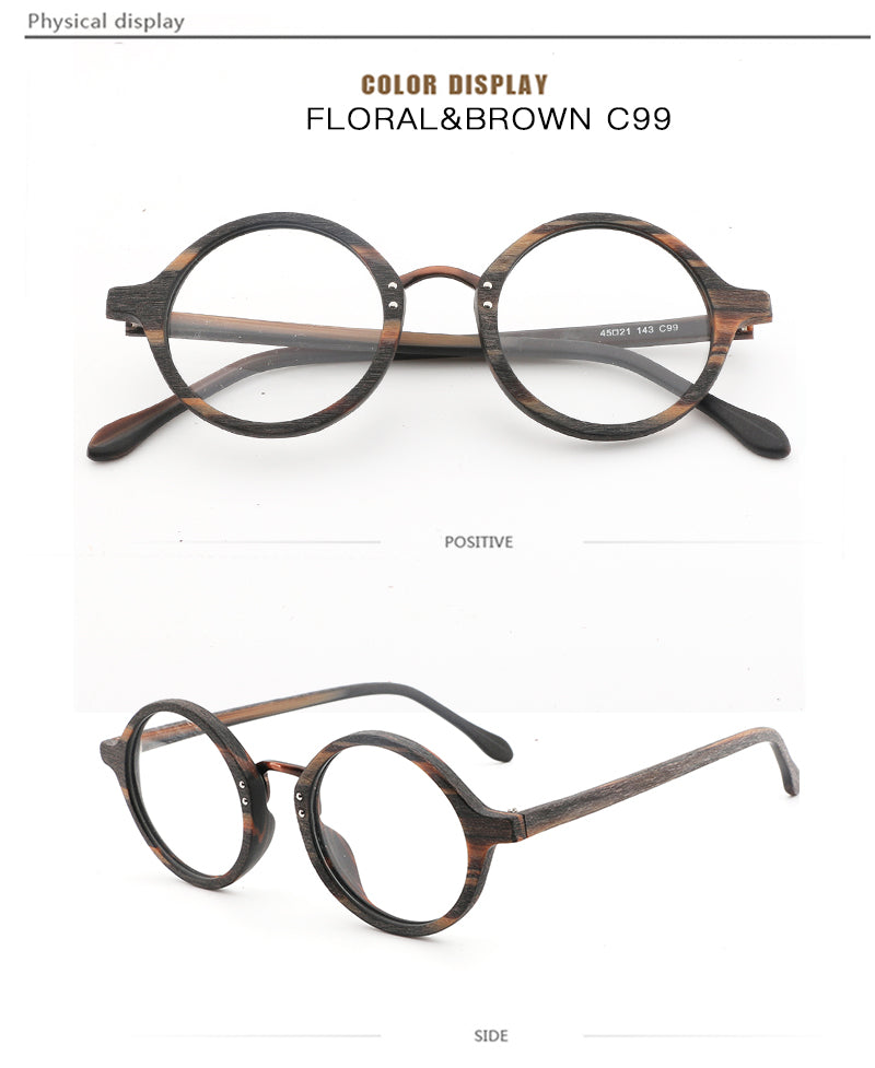 Hdcrafter Unisex Full Rim Round Wood Frame Eyeglasses Lhb028 Full Rim Hdcrafter Eyeglasses