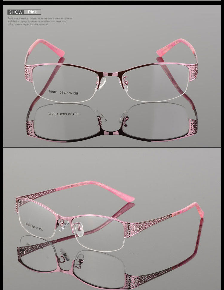 Reven Jate Women's Semi Rim Rectangle Alloy Eyeglasses 99001 Semi Rim Reven Jate