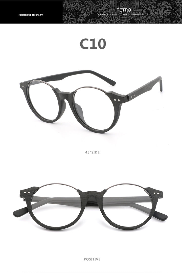 Hdcrafter Unisex Full Rim Square Wood Metal Frame Eyeglasses Ft5359 Full Rim Hdcrafter Eyeglasses