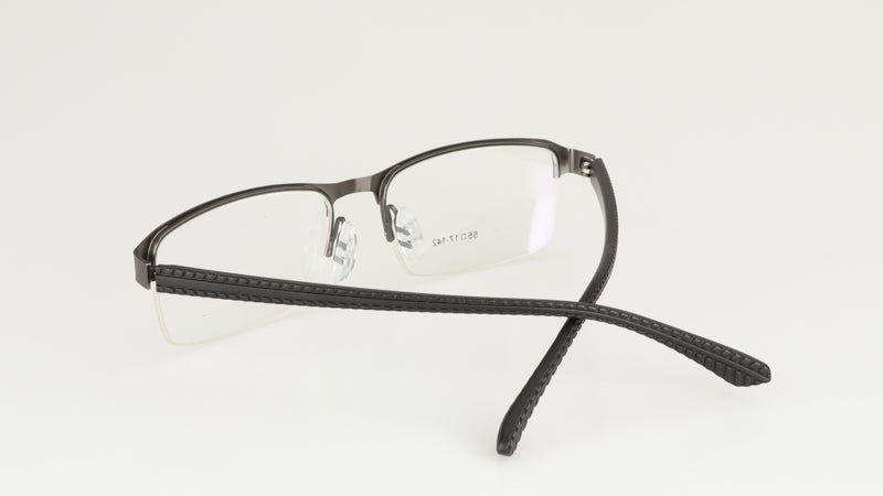 Hdcrafter Men's Semi Rim Rectangle Titanium Alloy Frame Photochromic Reading Glasses 9bs Reading Glasses Hdcrafter Eyeglasses