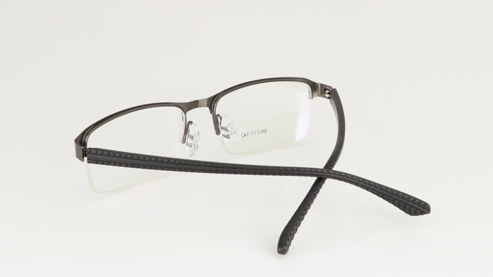 Hdcrafter Men's Semi Rim Rectangle Titanium Alloy Frame Photochromic Reading Glasses 9bs Reading Glasses Hdcrafter Eyeglasses