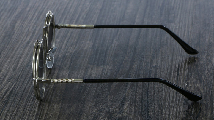 CCspace Unisex Full Rim Round Alloy Frame Steampunk Sunglasses 3057 Sunglasses CCspace Sunglasses