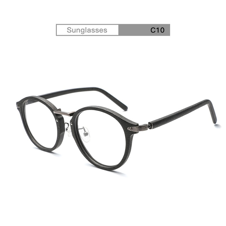 Hdcrafter Unisex Full Rim Round Acetate Eyeglasses Acetate Round Wood Grain Bc06 Full Rim Hdcrafter Eyeglasses C10 Black