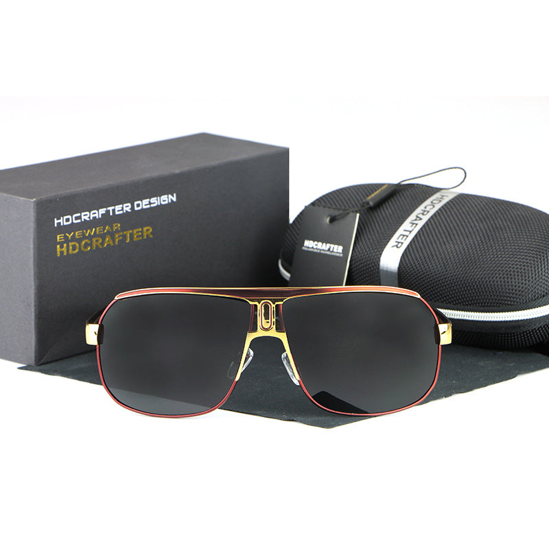 Hdcrafter Men's Full Rim Alloy Rectangle Frame Polarized Sunglasses Le028 Sunglasses HdCrafter Sunglasses