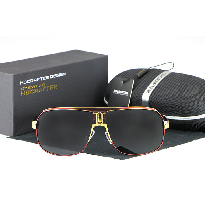 Hdcrafter Men's Full Rim Alloy Rectangle Frame Polarized Sunglasses Le028 Sunglasses HdCrafter Sunglasses