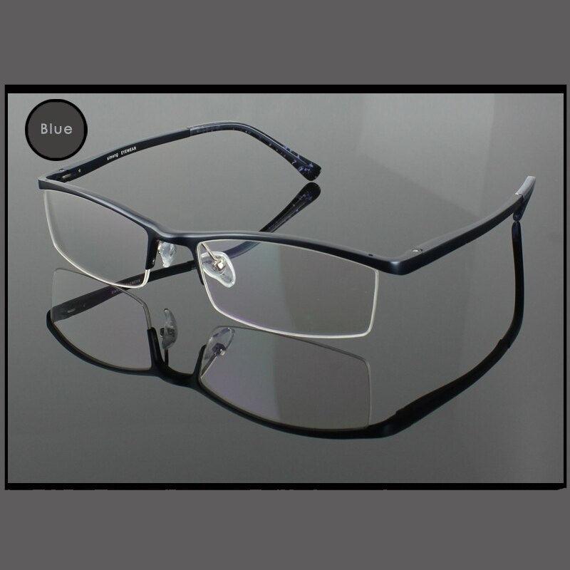 Hotochki Men's Semi Rim Aluminium Magnesium Alloy Frame Eyeglasses 2036 Semi Rim Hotochki Blue