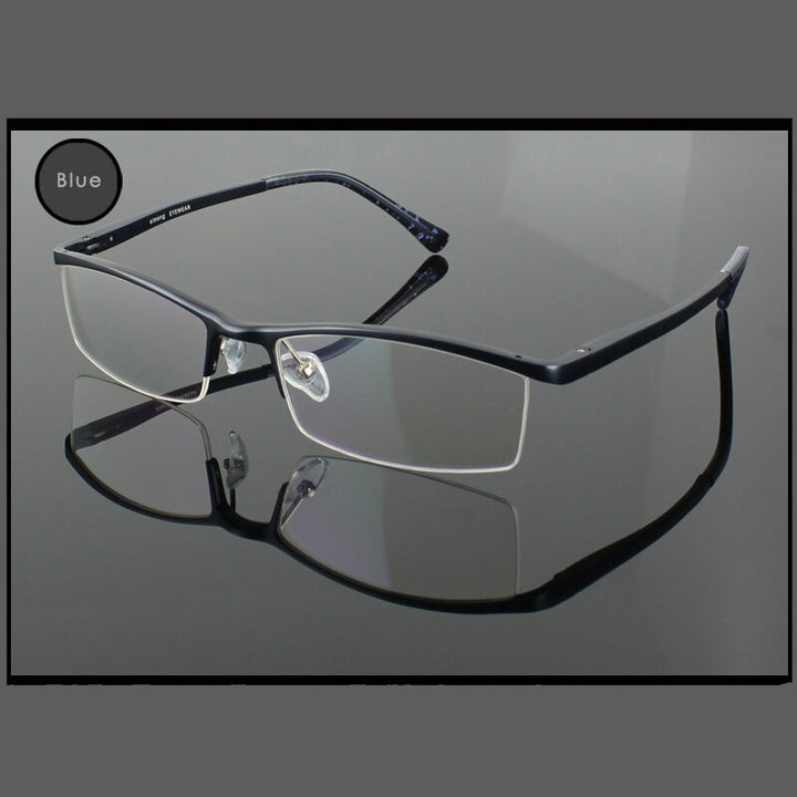 Hotochki Men's Semi Rim Aluminium Magnesium Alloy Frame Eyeglasses 2036 Semi Rim Hotochki Blue