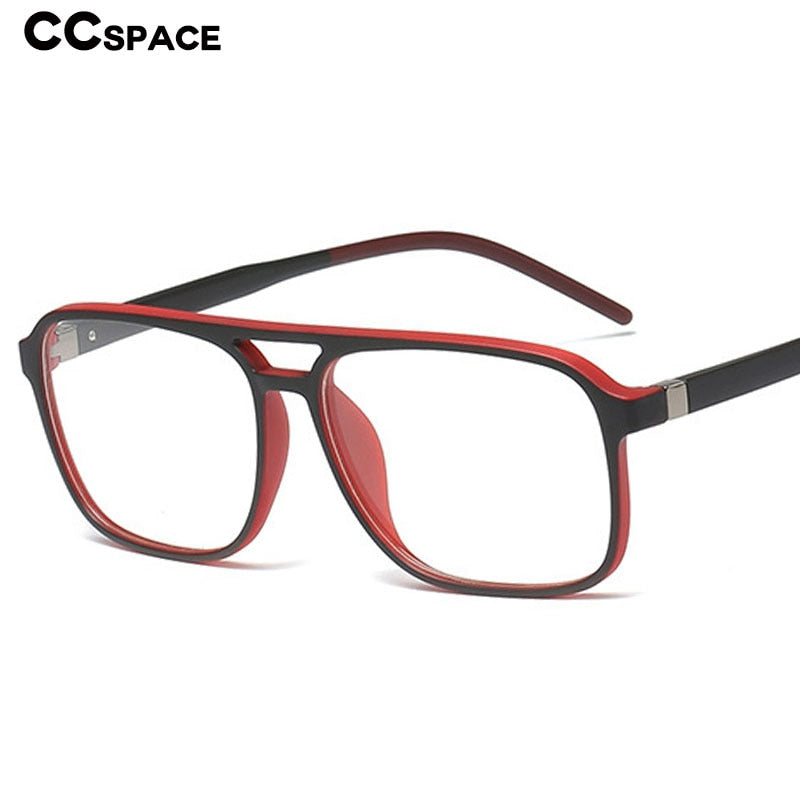 CCspace Unisex Full Rim Square Double Bridge Tr 90 Titanium Frame Eyeglasses 45844 Full Rim CCspace
