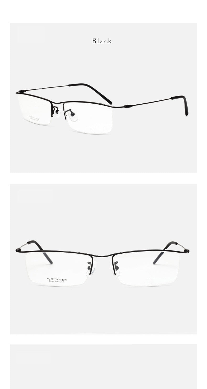 Hotony Men's Semi Rim Browline Titanium Frame Eyeglasses 6688 Semi Rim Hotony