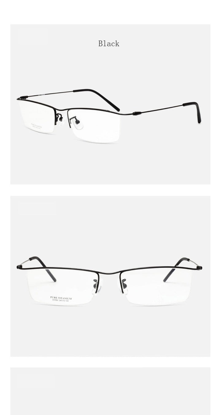 Hotony Men's Semi Rim Browline Titanium Frame Eyeglasses 6688 Semi Rim Hotony