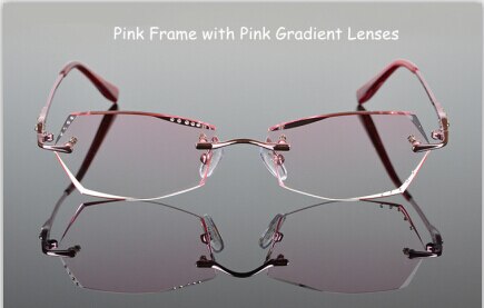 Chashma Women's Rimless Oval Polygon Titanium Eyeglasses 6011 Rimless Chashma Pink