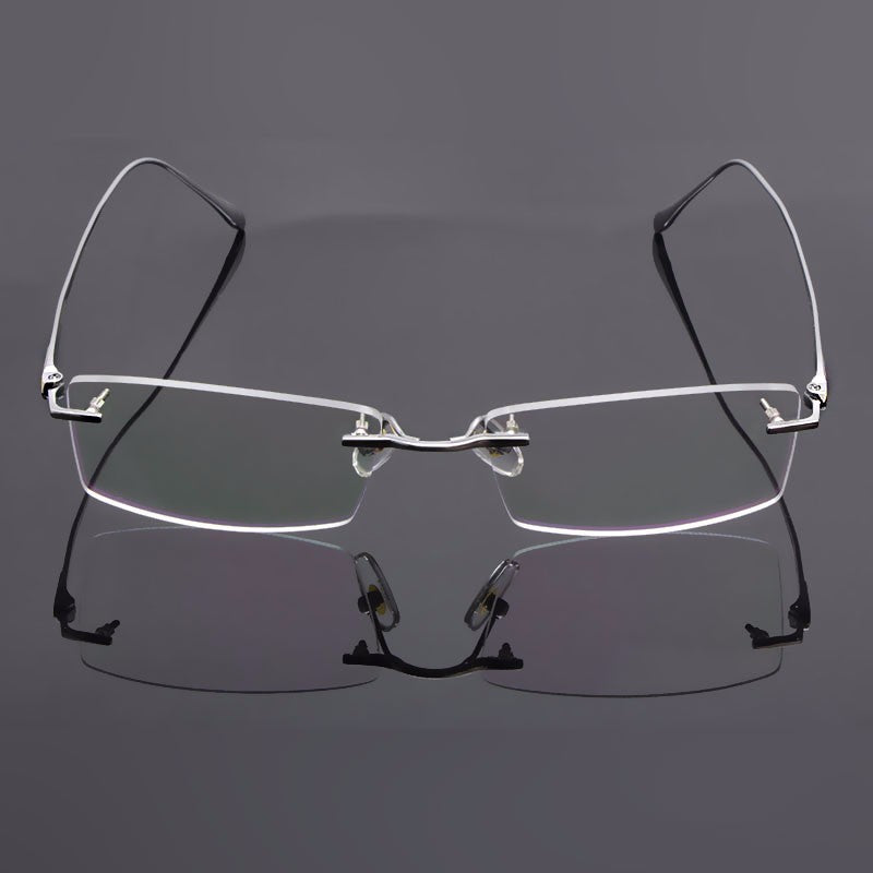 Reven Jate Unisex Rimless Square Titanium Eyeglasses 8047 Rimless Reven Jate