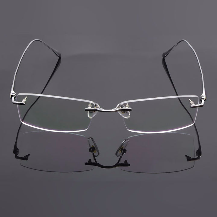 Reven Jate Unisex Rimless Square Titanium Eyeglasses 8047 Rimless Reven Jate