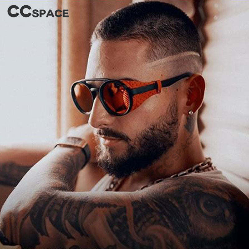CCspace Men's Full Rim Round Resin Double Bridge Frame Sunglasses 45746 Sunglasses CCspace Sunglasses