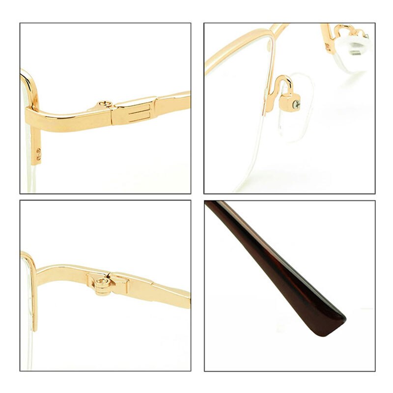 Reven Jate Men's Semi Rim Square Titanium Alloy Eyeglasses Semi Rim Reven Jate