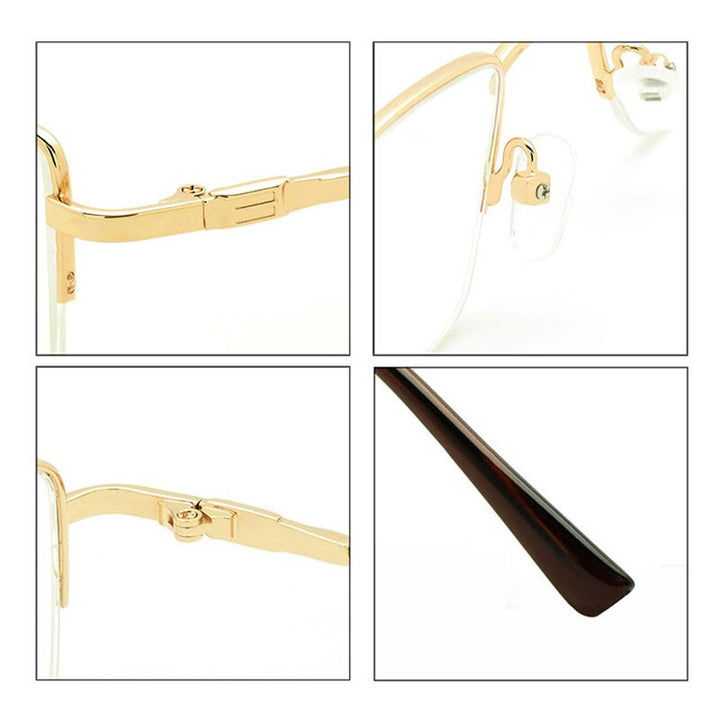 Reven Jate Men's Semi Rim Square Titanium Alloy Eyeglasses Semi Rim Reven Jate