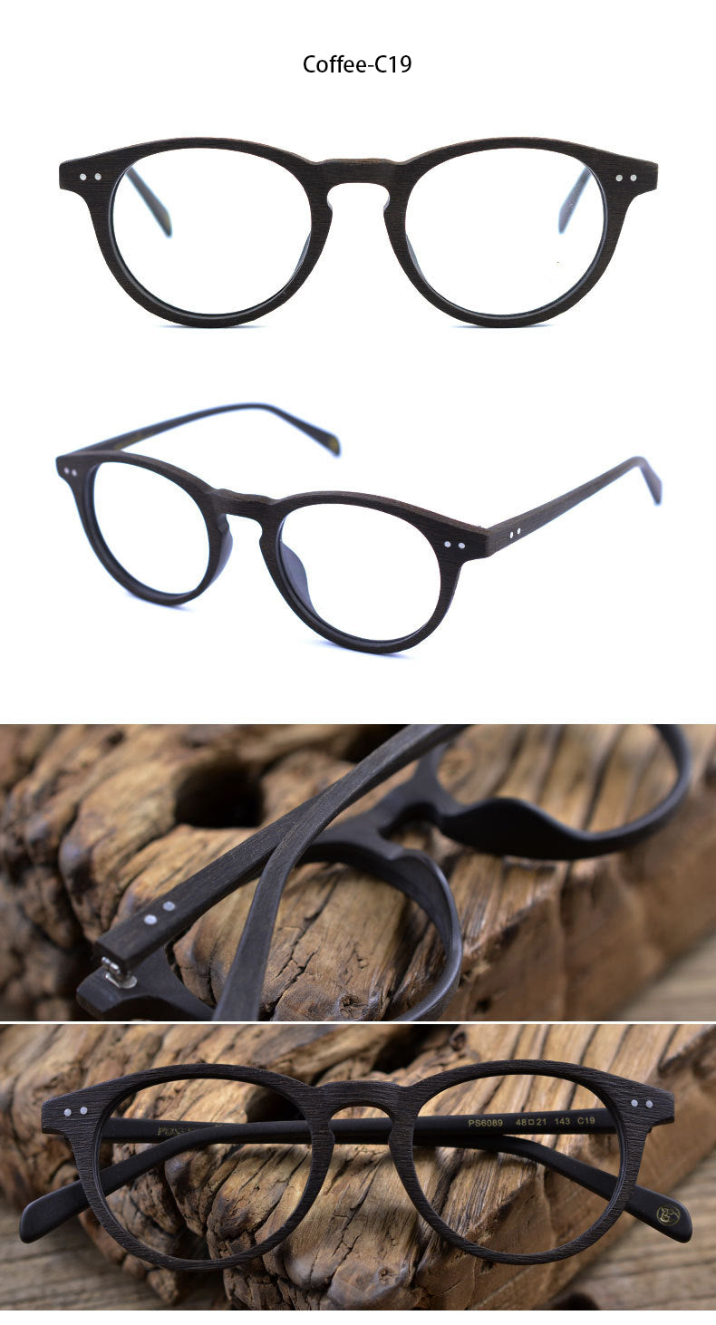 Hdcrafter Unisex Full Rim Round Wood Frame Eyeglasses Ps6089 Full Rim Hdcrafter Eyeglasses