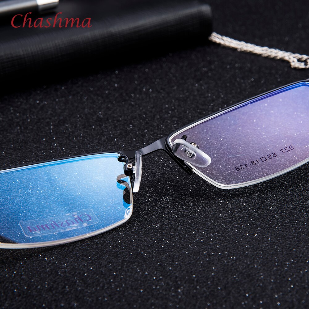 Chashma Ochki Men's Semi Rim Rectangle Alloy Eyeglasses 927 Semi Rim Chashma Ochki