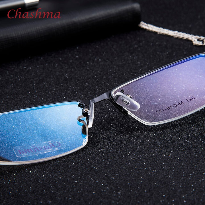 Chashma Ochki Men's Semi Rim Rectangle Alloy Eyeglasses 927 Semi Rim Chashma Ochki
