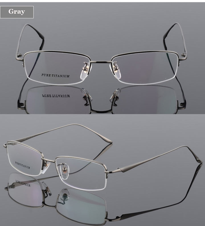 Hotochki Men's Semi Rim Titanium Frame Eyeglasses 8272 Semi Rim Hotochki