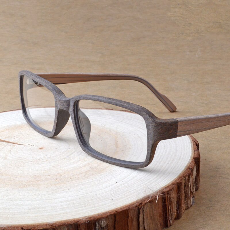 Hdcrafter Unisex Full Rim Eyeglasses Wood Rectangular Ta25596 Full Rim Hdcrafter Eyeglasses