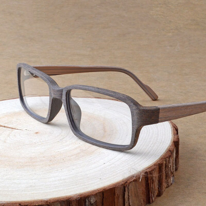 Hdcrafter Unisex Full Rim Eyeglasses Wood Rectangular Ta25596 Full Rim Hdcrafter Eyeglasses