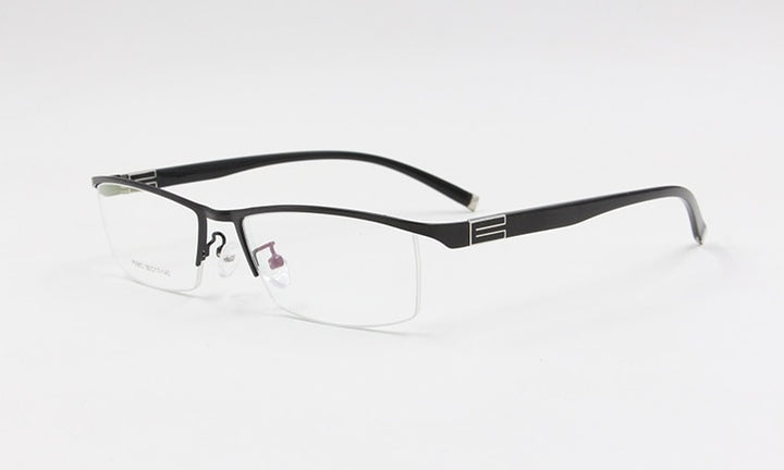 Men's Semi Rim Square Titanium Alloy Eyeglasses P9963 Semi Rim Bclear