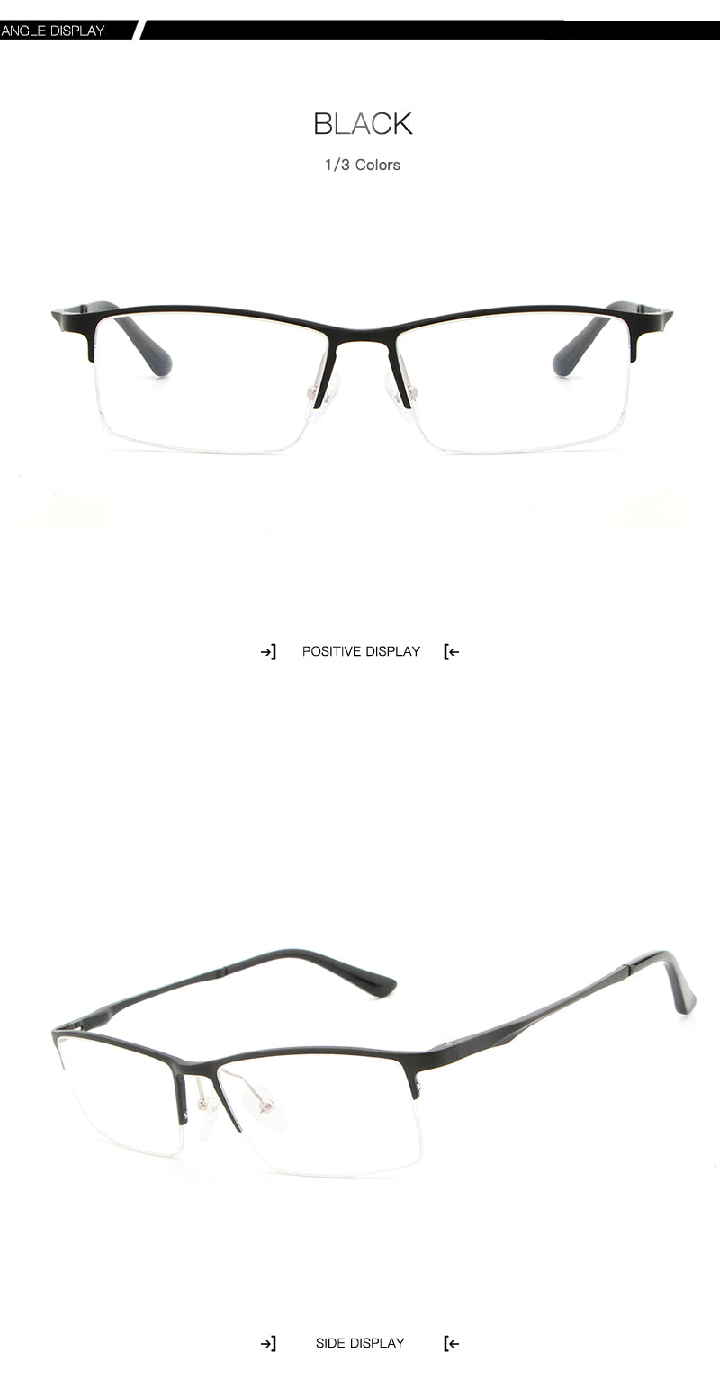 Hdcrafter Men's Semi Rim Rectangular Alloy Frame Eyeglasses Lp6263 Semi Rim Hdcrafter Eyeglasses
