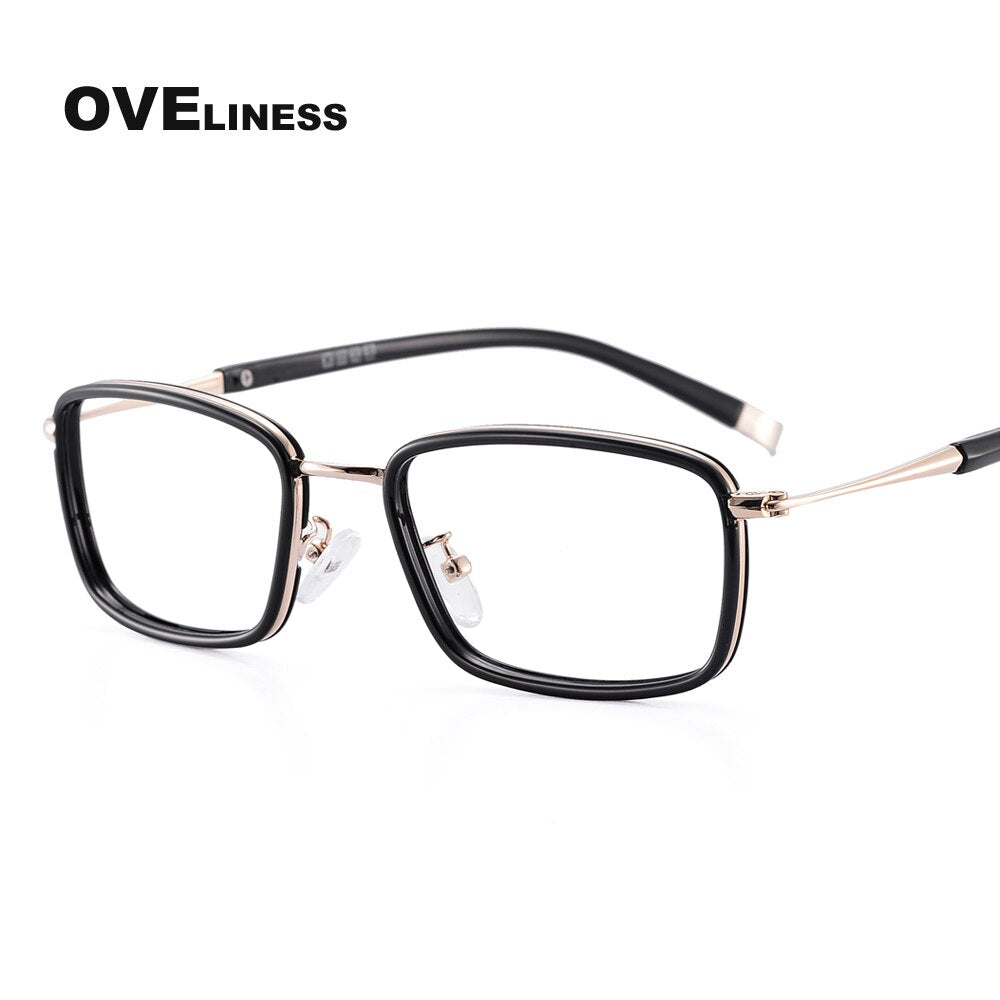 Oveliness Unisex Full Rim Square Alloy Eyeglasses 0037 Full Rim Oveliness gold