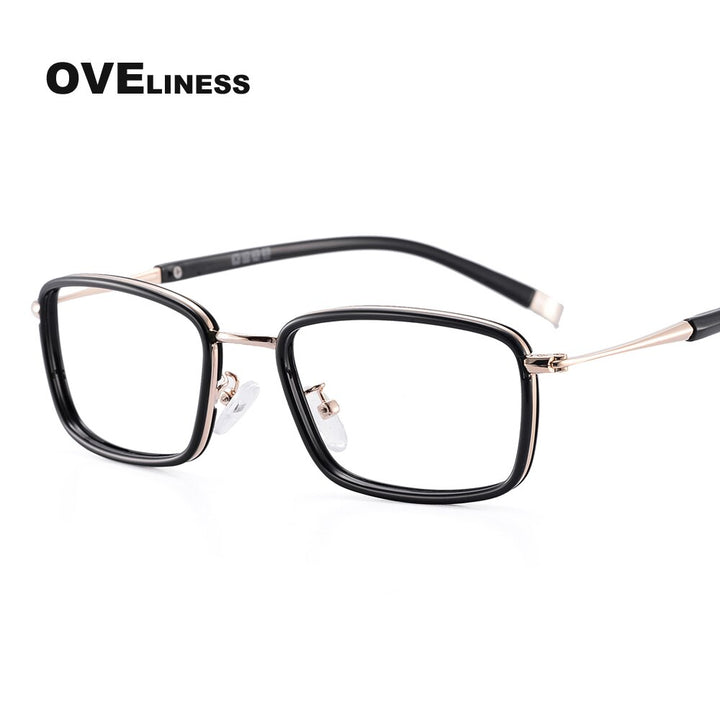 Oveliness Unisex Full Rim Square Alloy Eyeglasses 0037 Full Rim Oveliness gold