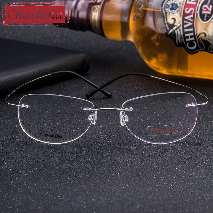 Chashma Men's Rimless Square Titanium Eyeglasses 6009 Rimless Chashma