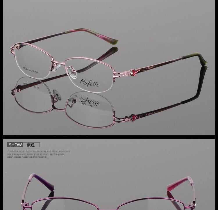 Women's Half Rim Eyeglasses Alloy Frame Sf6001 Semi Rim Bclear