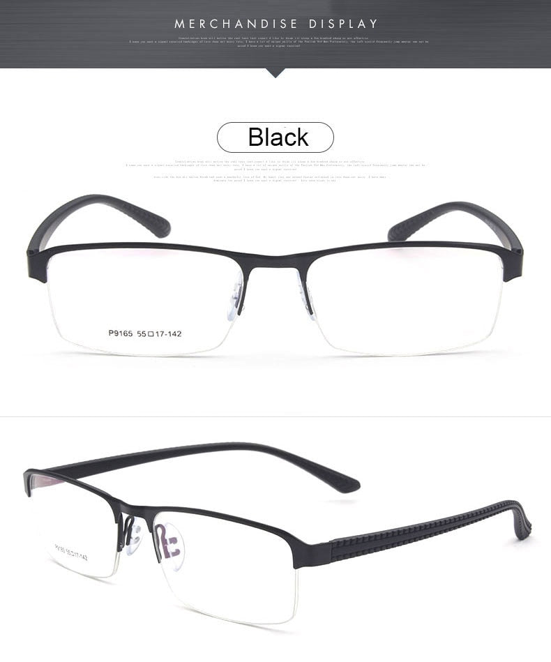 Reven Jate Men's Semi Rim Square Alloy Eyeglasses P9165 Semi Rim Reven Jate