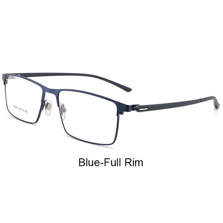 Hotochki Men's IP Electroplated Alloy Full/Semi Rim Frame Eyeglasses P9960 Semi Rim Hotochki BlueFullRim