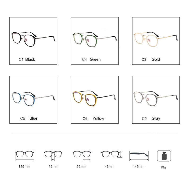 Hotony Unisex Full Rim Round Square Acetate Eyeglasses 1718063 Full Rim Hotony