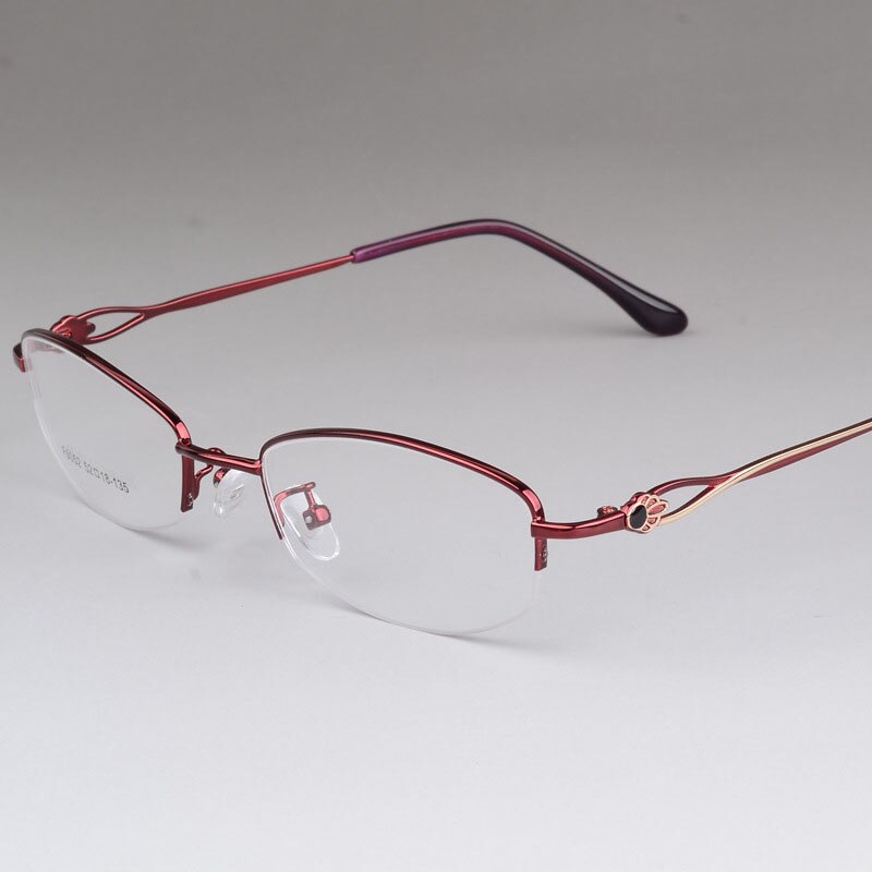 Women's Alloy Semi Rim Frame Eyeglasses  F6052 Semi Rim Bclear Red