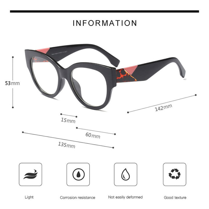 Hotony Women's Full Rim Cat Eye Acetate Frame Eyeglasses 92161 Full Rim Hotony