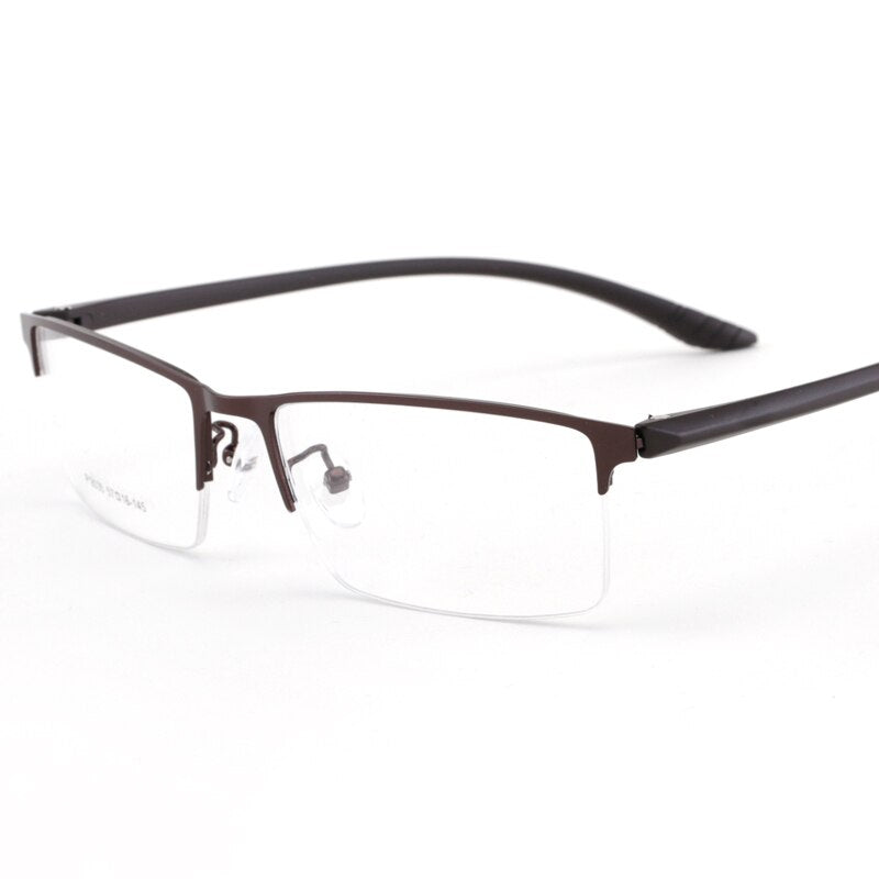 Men's Half Rim Titanium Frame Eyeglasses 9035 Semi Rim Bclear Auburn