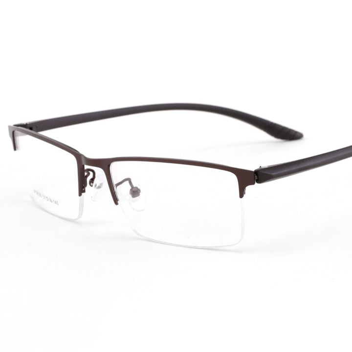 Men's Half Rim Titanium Frame Eyeglasses 9035 Semi Rim Bclear Auburn