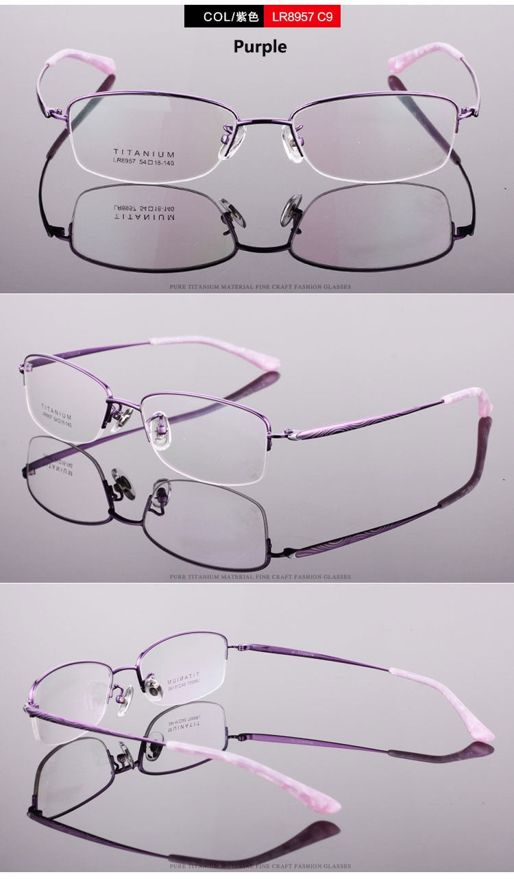 Women's Titanium Semi Rim Frame Eyeglasses Lr8957 Semi Rim Bclear