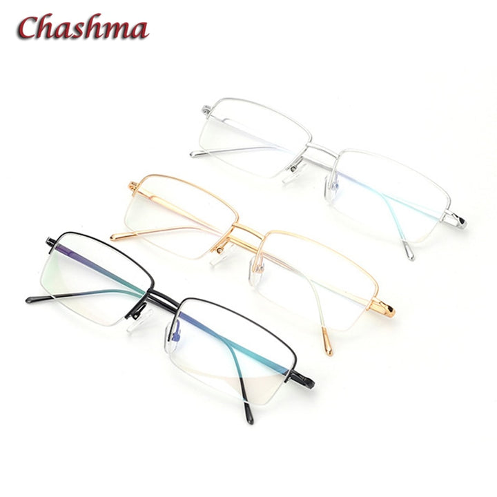 Chashma Ochki Men's Semi Rim Square Titanium Eyeglasses 9867 Semi Rim Chashma Ochki
