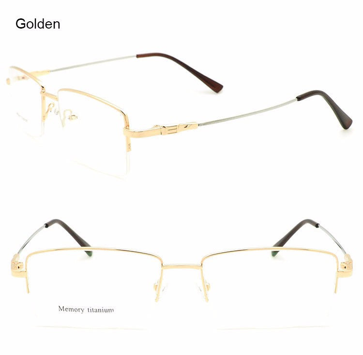 Reven Jate Men's Semi Rim Square Titanium Alloy Eyeglasses Semi Rim Reven Jate