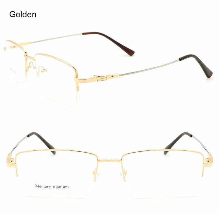 Reven Jate Men's Semi Rim Square Titanium Alloy Eyeglasses Semi Rim Reven Jate