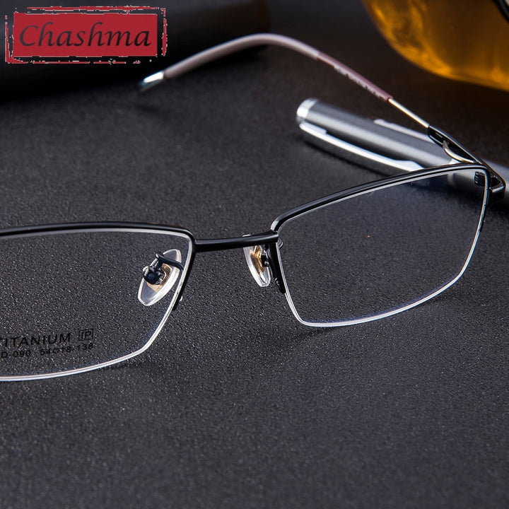 Chashma Ottica Men's Semi Rim Square Titanium Eyeglasses 090 Semi Rim Chashma Ottica