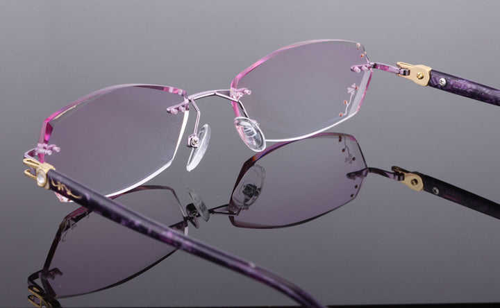 Reven Jate Unisex Rimless Rectangle Titanium Eyeglasses 88005 Rimless Reven Jate