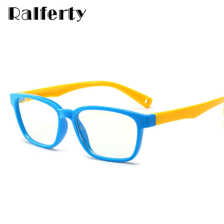 Ralferty Kids Square Eyeglasses Anti-blue Light TR90 Flexible M8140 Full Rim Ralferty