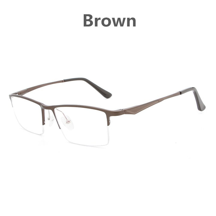 Hdcrafter Unisex Semi Rim Titanium Rectangular Square Frame Eyeglasses Lp6265 Semi Rim Hdcrafter Eyeglasses Brown