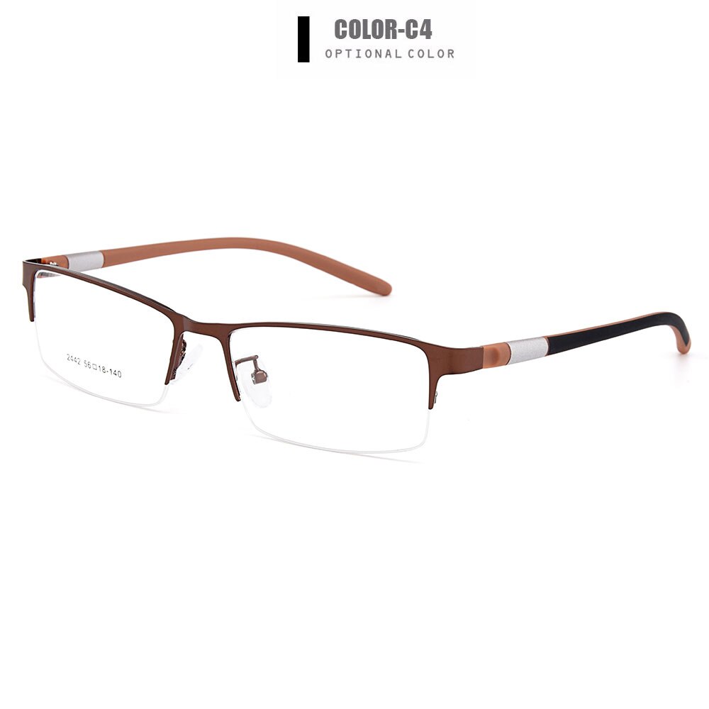 Gmei Men's Eyeglasses Semi Rim Titanium Alloy Square Y2442 Semi Rim Gmei Optical C4
