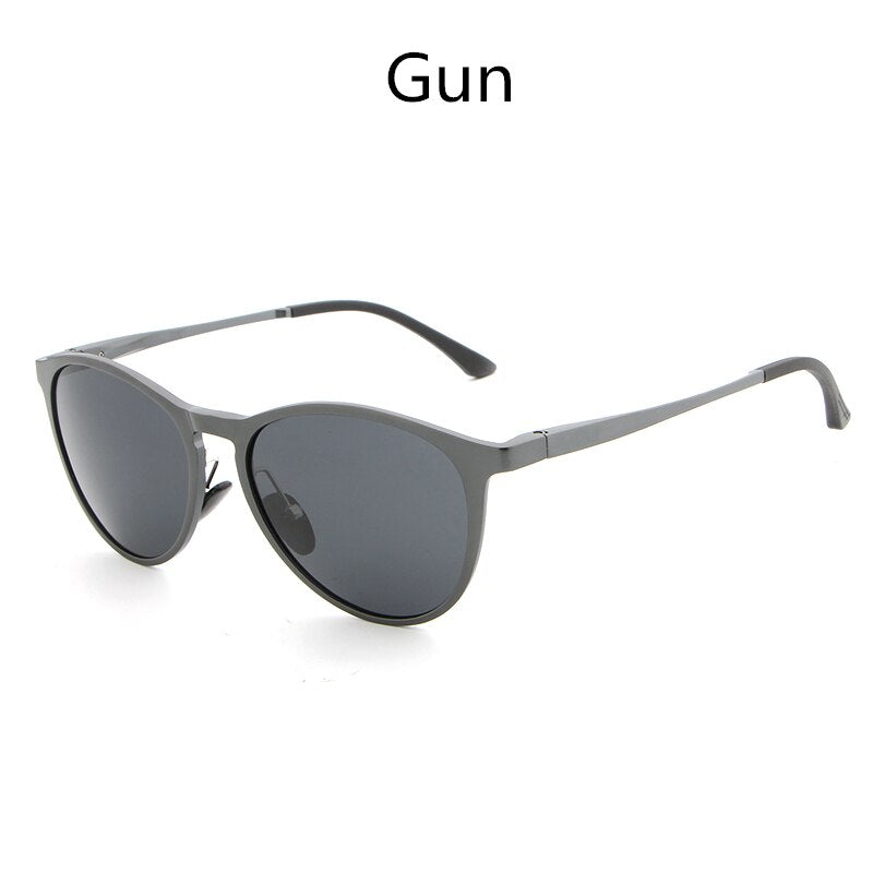 Hdcrafter Unisex Full Rim Oval Round Aluminum Frame Polarized Sunglasses L6625 Sunglasses HdCrafter Sunglasses Gun  